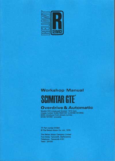 M013 - Reliant Scimitar SE6/SE6a Both Manuals - M009 PLUS M011
